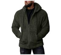 Sudadera con capucha para hombre, sudadera de forro polar con bolsillo y cremallera, prendas de vestir de invierno de Color sólido, abrigo de de manga larga para mantener el calor