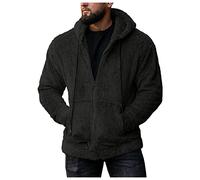 Sudadera con capucha para hombre, sudadera de forro polar con bolsillo y cremallera, prendas de vestir de invierno de Color sólido, abrigo de de manga larga para mantener el calor