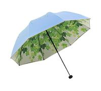SudaTek Albero Verde Ombrello pieghevoli, Anti UV Ombrello UPF 50 + Doppio strato Ombrello Pioggia Pieghevole Mini Resistenti Blue (blu)