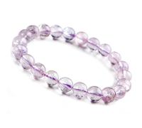 Sudemota Armband Bracciale Elasticizzato con Perline Rotonde Trasparenti da 9 mm con Pietre preziose Naturali Naturali di Kunzite (Color : Purple)