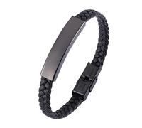 Sudemota Armband Bracciale Intrecciato Nero a Lunghezza Regolabile, Bracciale Rock Friends for Uomo (Color : A)