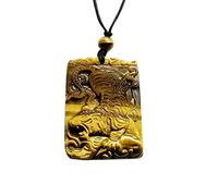 Sudemota Collana Collana con Tigre in Pietra Occhio di Tigre Naturale Collane Animali for Uomo Donna, Regolabile