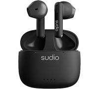 Sudio A1 Midnight Black, Auricolari con Bluetooth, Touch Control con base di ricarica wireless compatta IPX4, cuffie silenziose con microfono integrato, Premium Crystal Sound