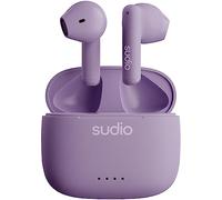 Sudio A1 Purple, auricolari con Bluetooth, Touch Control con base di ricarica wireless compatta IPX4, cuffie silenziose con microfono integrato, audio Premium Crystal Sound
