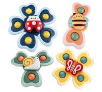 Sudnsadaks 4 Pezzi Giochi Bagnetto Neonato, giocattolo Spinner a Ventosa Sensoriali per Bambini, Ape Farfalla Lumache Coccinella giocattolo per Bagno Del Bambino