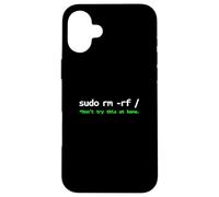 Sudo rm rf Attenzione - Umorismo tecnico della riga di comando di Linux Custodia per iPhone 16 Plus