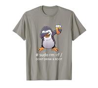 Sudo RM RF Dont Drink And Root informatico Tux Linux Coding Maglietta, Uomo, Ardesia, L