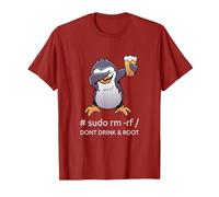 Sudo RM RF Dont Drink And Root informatico Tux Linux Coding Maglietta, Uomo, Mirtillo Rosso, L