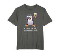 Sudo RM RF Dont Drink And Root informatico Tux Linux Coding Maglietta, Uomo Taglie Grandi, Asfalto, 2X Tall