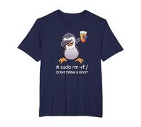 Sudo RM RF Dont Drink And Root informatico Tux Linux Coding Maglietta, Uomo Taglie Grandi, Navy, 2X Tall