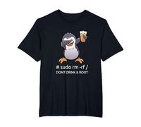 Sudo RM RF Dont Drink And Root informatico Tux Linux Coding Maglietta, Uomo Taglie Grandi, Nero, 2X Tall