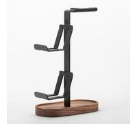 SUDOCA Supporto per Controller di Gioco e Cuffie 2 in 1 in Noce - Supporto da scrivania in Legno per Accessori PS5/Xbox/PC,A