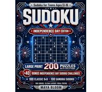 Sudoku for Teens Ages 13-16: Independence Day Edition: Large Print 200 Puzzles with Solutions + 40 Bonus Sudoku and Wordoku Challenges