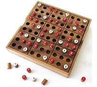 SUDOKU in legno massiccio di acacia, puzzle matematico da 6 anni, 4 livelli di difficoltà da facile a estremo. 81 gettoni colorati. Norme CE, eco-responsabile. Gioco di viaggio, marca LeDélirant
