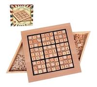 Sudoku Legno con Tabellone, 90 Pedine con Numeri Grandi e Pedine Logiche, 2 Cassetti per Ripostiglio - Gioco di Logica e Allenamento Mentale per Tutte le Età
