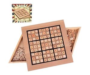 Sudoku Legno con Tabellone, 90 Pedine con Numeri Grandi e Pedine Logiche, 2 Cassetti per Ripostiglio - Gioco di Logica e Allenamento Mentale per Tutte le Età