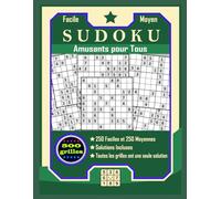 Sudoku pour Adultes - 500 Grilles Faciles et Moyennes avec Solutions: 250 Sudokus Faciles + 250 de Niveau Moyen. Grand Format 21,59 x 27,94 cm. Une Seule Solution par Grille