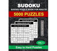 Sudoku Puzzle Book for Adults: 5000 Easy, Medium and Hard Puzzles with Full Solutions - Vol. 1