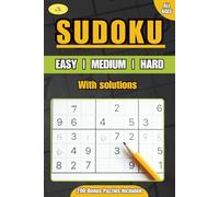 Sudoku Puzzle Book for Adults, Kids and Seniors - Easy to Hard Puzzles with Solutions Inside + Free Bonus Puzzles!