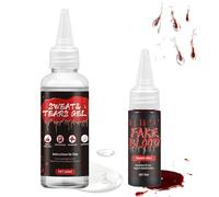 Sudore Finto, Realistico+Halloween Sangue Finto, Fake Blood Lavabile, Sudore Artificiale SFX Make Up Naturale per Halloween, Palcoscenico e Teatrale, 30ml+15ml