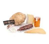 Sudrise - Cesto Natalizio Alimentare - Specialità Gastronomiche Lucane - Kit 6 Pezzi - Pecorino, Caciocavallo, Miele, Guanciale - Idea Regalo per Natale