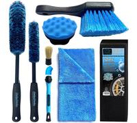 Sudz Budz® 6 Pezzi la Pulizia Cerchioni Deluxe | Spazzole Lavaggio Cerchi AntiGraffio, Dense e Pieghevoli, Lunghe/Corte, Spazzola Dettagli e Pneumatici, Applicatore Lucidante, Asciugamano in Peluche