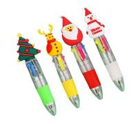 SueaLe 3/4Pcs Natale Penna a sfera Multicolore 4 Color-in-1 Retrattile Per Kid Reward Penne Colori Assortiti Penna Point
