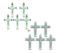 SueaLe 5pcs Metallo Cristo Per Croce Glow Ciondolo Crocifisso Ornamenti Fascino Collana Fare Croci Per Wall Art