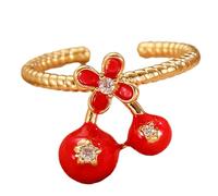 SueaLe Anelli di ciliegie Eleganti Anelli Astratti Apertura Struttura di Rame Per Le Donne Giovanili Di Modo Uso Quotidiano E Del Partito, Misura unica, come descritto, come descritto