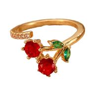 SueaLe Anelli di ciliegie Eleganti Anelli Astratti Apertura Struttura di Rame Per Le Donne Giovanili Di Modo Uso Quotidiano E Del Partito, Misura unica, come descritto, come descritto