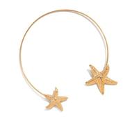 SueaLe Collana con ciondolo a forma di fiore e stelle marine, in metallo, regolabile, realizzata a mano, accessorio per clavicola, collana con fiori in metallo, Star, come descritto, come descritto