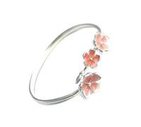 SueaLe Elegante braccialetto da polso in lega di alta qualità con fiore sfumato da 6,5 cm, dimensioni del polso minimalista, stile retrò con fiori di pesco