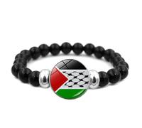 SueaLe Moda Bandiera della Palestina Per Uomini Donne Multi-strato Intrecciato Bracciali In Pelle Intrecciata Gioielli Bandiera Paese Braccialetto, Misura unica, come descritto