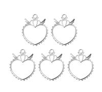 SueaLe Set Ali Cava Cuore Pendente Cornice Pendente Resina UV Ciondolo Aperto Posteriore Lunetta Per La Creazione di Gioielli Premuto Fiore Arte Artigianato, Misura unica, come descritto, come