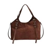 Suede Bag for Women Work Bag Top Handle Bag Large Capacity Suede Bag Shoulder Satchel Bag Pantaloni da corsa da donna con tasche, caffè, taglia unica