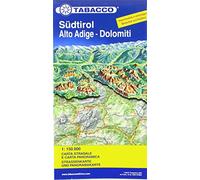Südtirol, Alto Adige, Dolomiti. Carta stradale e panoramica in scala 1:150.000