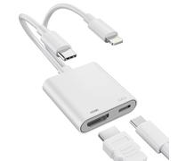 Suejezt Adattatore USB-C e Lightning a HDMI per iPhone a TV, 4K @ 60Hz MFi certificato da Lightning a AV digitale con porta di ricarica da 100 W per iPhone 17/16/15/iPad/MacBook a TV/monitor