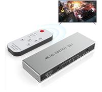 Suejezt Interruttore HDMI 4K 5 in 1 - Interruttore HDMI 4K a 60Hz con telecomando, Selettore di commutatore HDMI a 5 porte, compatibile con PS 5/4/3, Xbox, Switch, Roku, TV