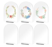 SUEOUX 6 Pezzi Chiaro Arco Acrilico Segno Vuoto Arco Rotondo Superiore Foglio Acrilico, Trasparente Acrilico Numeri Di Tavolo Carte Segni Con Base Acrilico Supporto, per la decorazione, partito