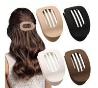 Suerteyay Hair Clips, 4Pcs Flat Oval Hair Clips for Women, Round Lay-Flat French Barrettes, Stylish Curved Blliptical Flat Hairs Clips Non-slip (Frosted)