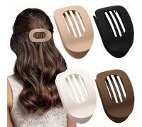 Suerteyay Hair Clips, Hailoyearn Hair Clips, Casual Versatile Solid Colour Lay Flat hair Clip, Duckbill Hairclips for Women, Volume Flat Top Round Clip for Thick or Thin Hairs (4 PCS - A)
