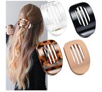 Suerteyay Hair Clips, Hailoyearn Hair Clips, Casual Versatile Solid Colour Lay Flat hair Clip, Duckbill Hairclips for Women, Volume Flat Top Round Clip for Thick or Thin Hairs (4 PCS - D)