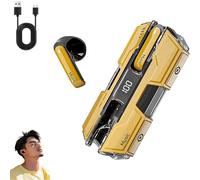 Suerteyay Semi-in-Ear Wireless Headset, Semi in Ear Bone Conduction Earbuds Bluetooth, Mecha Appearance, HiFi Sound, Long Battery Life, Clear Stereo for Games and Daily Use (yellow)