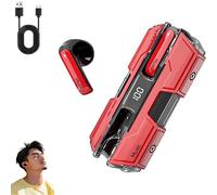 Suerteyay Semi-in-Ear Wireless Headset, Semi in Ear Bone Conduction Earbuds Bluetooth, Mecha Appearance, HiFi Sound, Long Battery Life, Clear Stereo for Games and Daily Use (red)