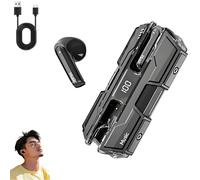 Suerteyay Semi-in-Ear Wireless Headset, Semi in Ear Bone Conduction Earbuds Bluetooth, Mecha Appearance, HiFi Sound, Long Battery Life, Clear Stereo for Games and Daily Use (black)