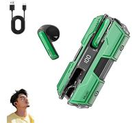 Suerteyay Semi-in-Ear Wireless Headset, Semi in Ear Bone Conduction Earbuds Bluetooth, Mecha Appearance, HiFi Sound, Long Battery Life, Clear Stereo for Games and Daily Use (green)