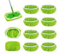 Suevut 10 Pezzi Panni per Swiffer Lavapavimenti Kit,25,4x11,5cm Bastone Swiffer Sweeper Mop Pavimenti Panni per Scopa, Riutilizzabile Panni Umidi, per Tutti I Tipi Di Pavimento