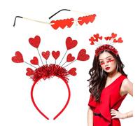 SUFANG Cerchietto Cuore Rosso Cerchietto con Paillettes di Cuore Fascia on Occhiali a Forma di Cuore Cerchietto San Valentino Fascia Per Capelli a Forma di Cuore per Valentine Carnevale Festa