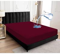 Sufdari Coprimaterasso impermeabile matrimoniale 120x190cm Copriletto per letto, coprimaterasso con tasche profonde 30 cm con elastico in gomma- Borgogna