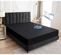 Sufdari Coprimaterasso impermeabile matrimoniale 120x190cm Copriletto per letto, coprimaterasso con tasche profonde 30 cm con elastico in gomma- Nero